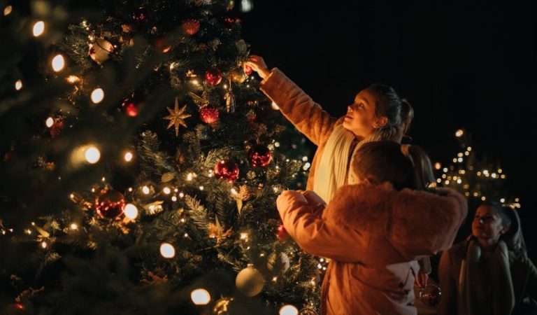 Families enjoying Christmas events in Northamptonshire including ice skating and festive markets