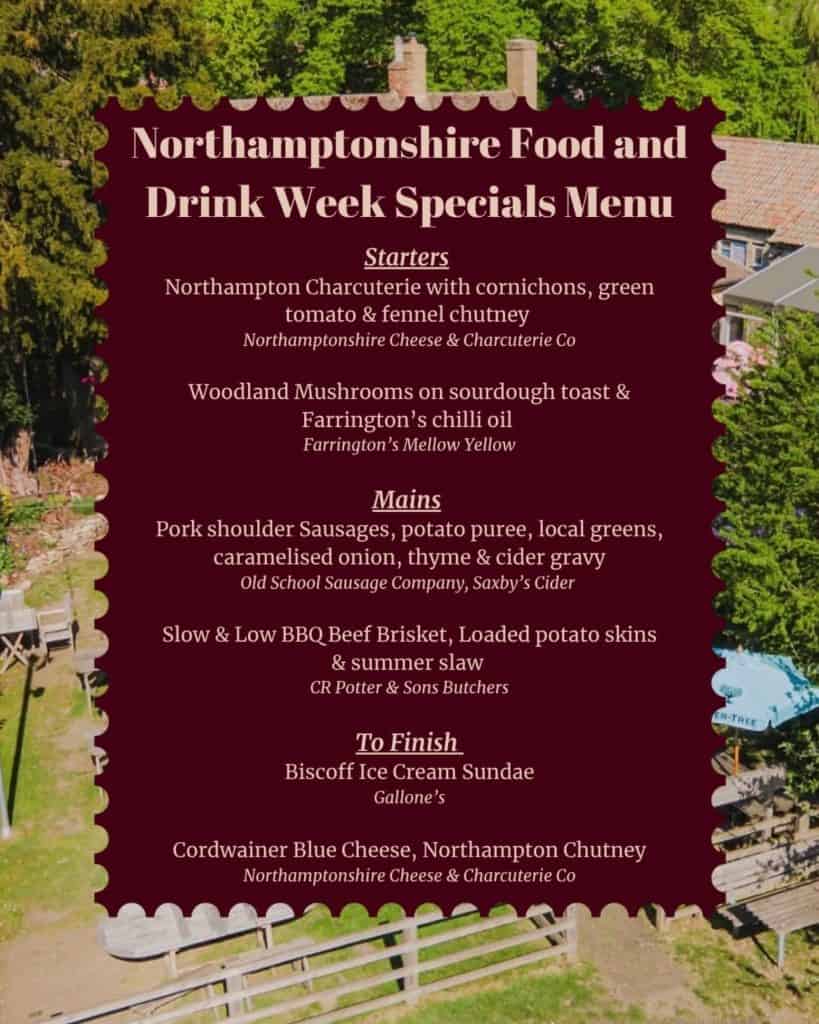 Menu for the McManus pubs in food and drink week