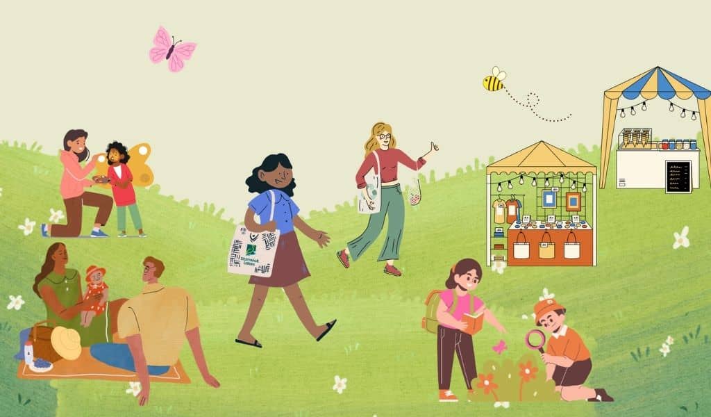 Vector illustration of people at a park