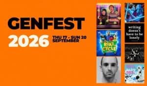 GenFest 2026 promotional banner for Royal & Derngate Northampton, running Thursday 17 to Sunday 20 September, featuring festival artwork and performers
